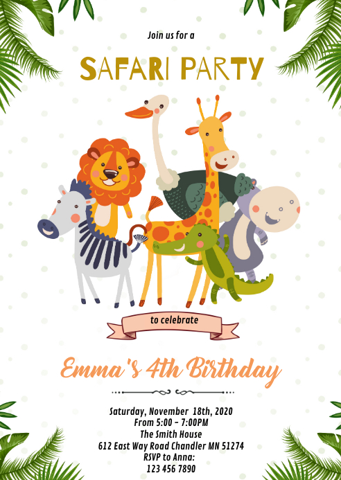 Modele Invitation Anniversaire Animaux Safari Zoo Postermywall Modele Invitation Anniversaire Animaux Safari Zoo Postermywall