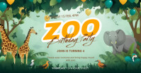 Zoo themed birthday party invitation Facebook Shared Image template