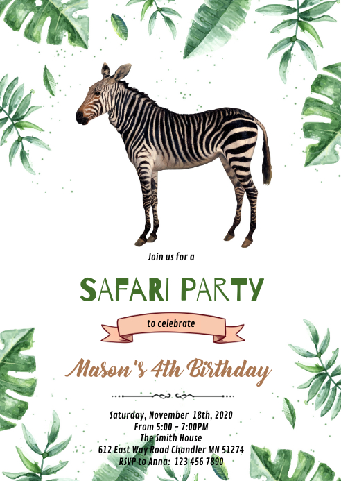 Zebra Print Party Invitations Printable