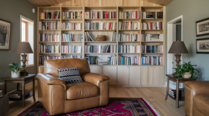 Zoom background indoors study library lounge Presentatie (16:9) template