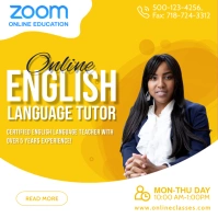 Zoom Online English Tutoring Post Template Cuadrado (1:1)