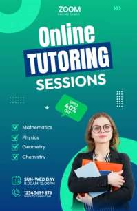 Turquoise Online Tutoring Promotion Tabloid Template
