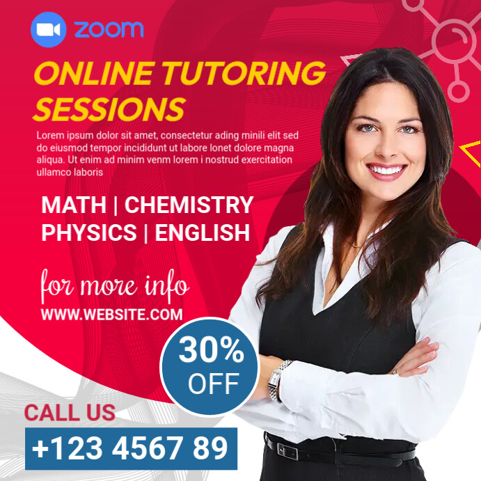 Zoom Online Tutoring social media post Template | PosterMyWall