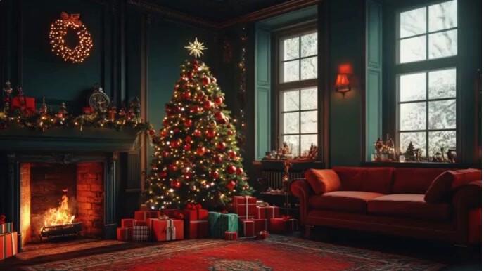 Zoom virtual background Christmas tree theme Template | PosterMyWall