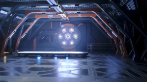 紫色 Futuristic Space Station Digitalt display Template
