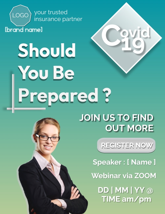 ZOOM Webinar Covid19 Insurance Protection Template | PosterMyWall