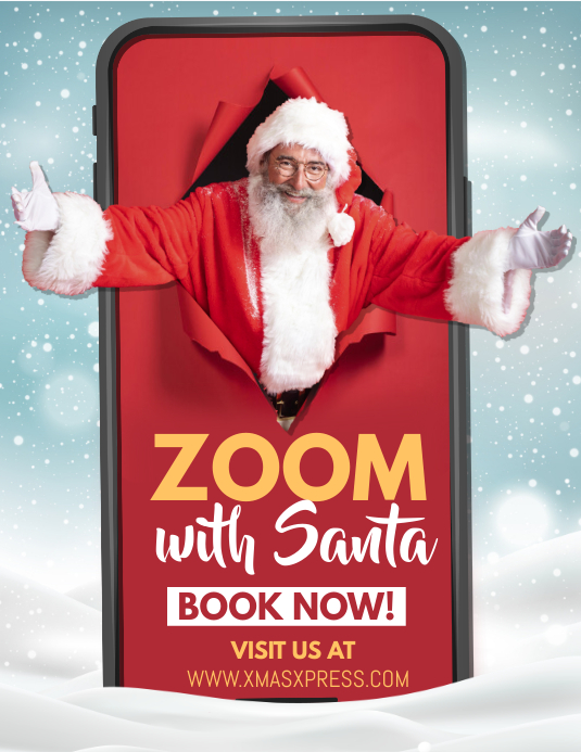 zoom with santa, christmas, xmas Ulotka (US Letter) template