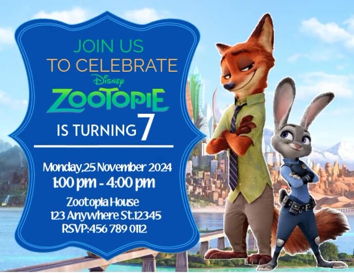 Zootopia | Birthday Invitation Flyer (US Letter) template