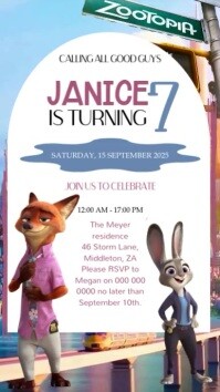Zootopia 2 birthday party event design template Instagram Story