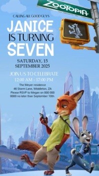 zootopia 2 birthday party event design template Instagram-Story