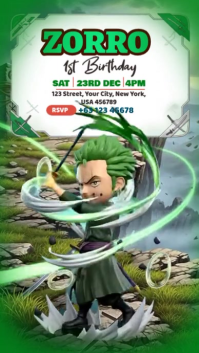 Zorro Birthday Reel Invitation template