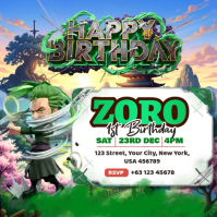Zorro Three Sword Anime Birthday Instagram Post template
