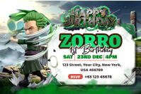 Zorro Three Sword Birthday Banner Cartel de 4 × 6 pulg. template