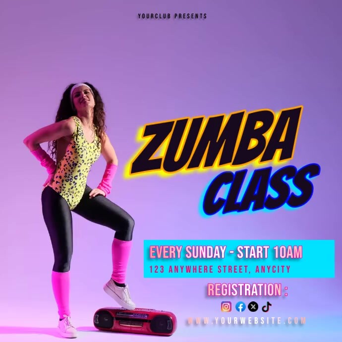 Zumba Classes โพสต์บน Instagram template