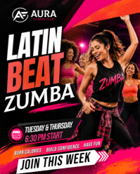 Black Zumba Fitness Class Instagram Portrait Template