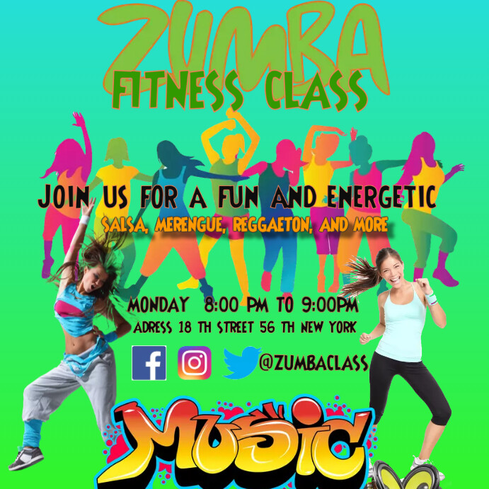 Zumba Program Card Plantilla de ZUMBA FITNESS CLASS | PosterMyWall