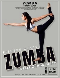 Zumba Fitness Class Flyer Pamflet (Letter AS) template