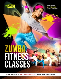 Zumba fitness classes poster design template Volante (Carta US)