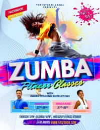 Zumba fitness classes poster design template Pamflet (Letter AS)