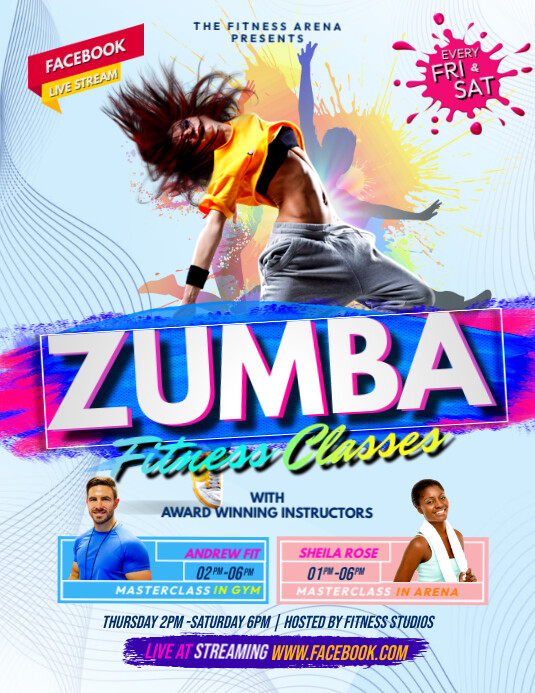 Zumba fitness classes poster design template | PosterMyWall