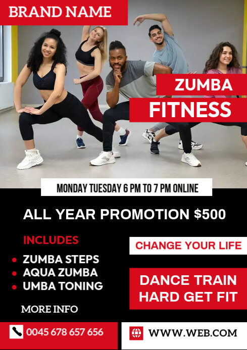 Zumba Program Card Zumba fitness poster Template | PosterMyWall