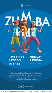 zumba kids class social media template Instagram Story