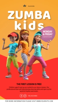 zumba kids class social media template Instagram Story