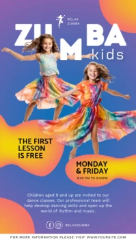 zumba kids class social media template Instagram Story