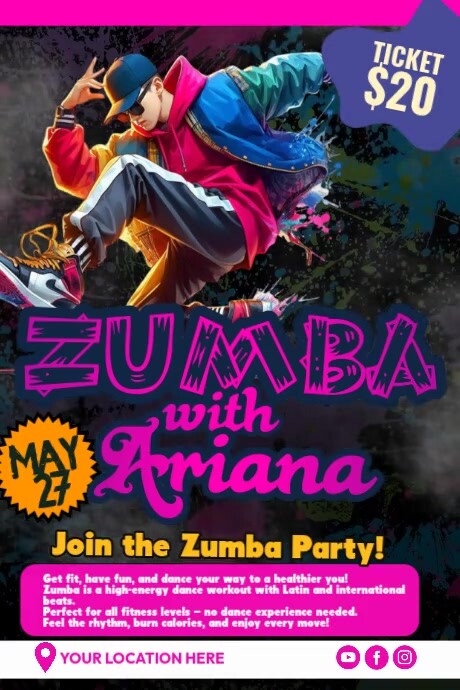 Zumba Night Poster Video Plakkaat template