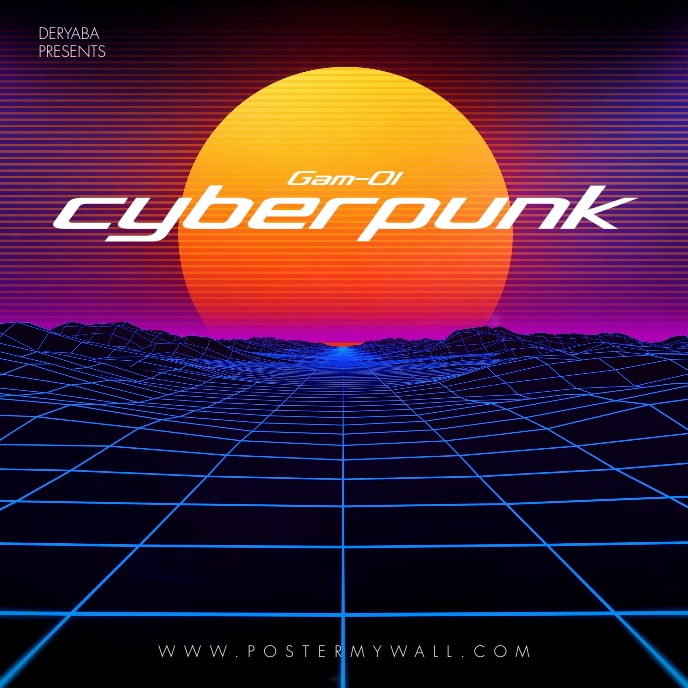 Сyberpunk Retro 80's CD Cover Art Template Okładka albumu
