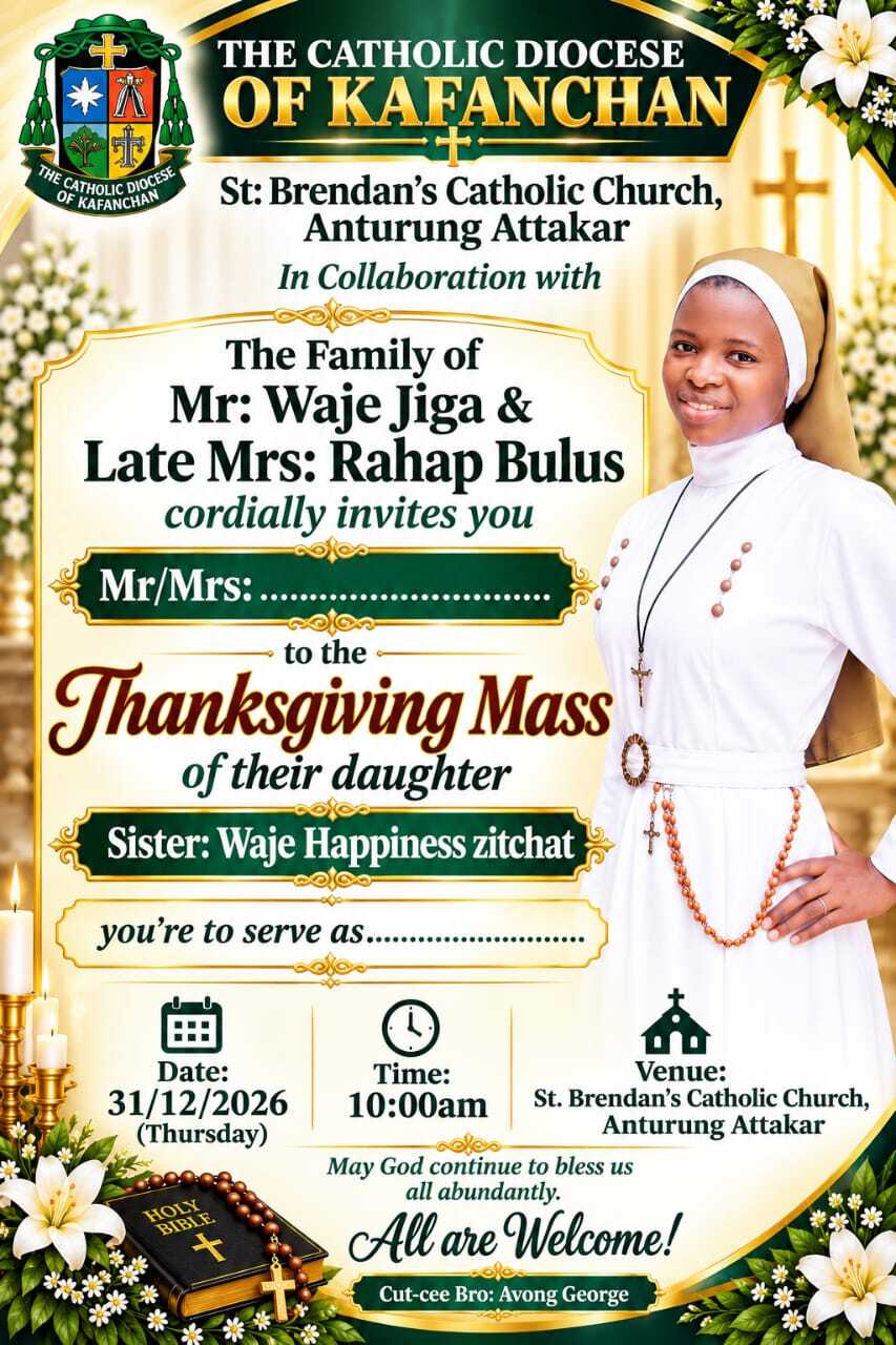Invetertion card for Thanksgiving Mass 
