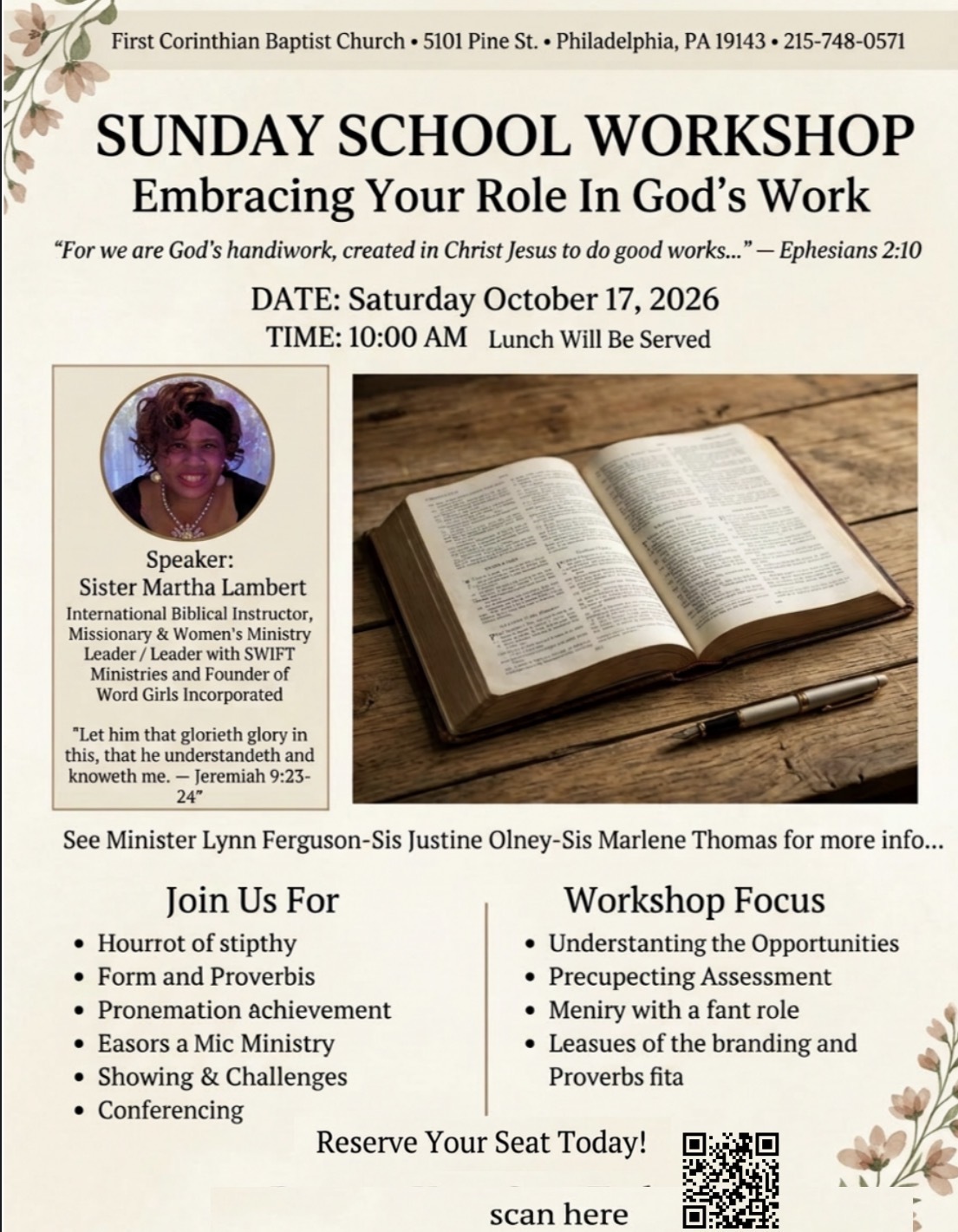 SUNDAY SCHOOL WORKSHOP