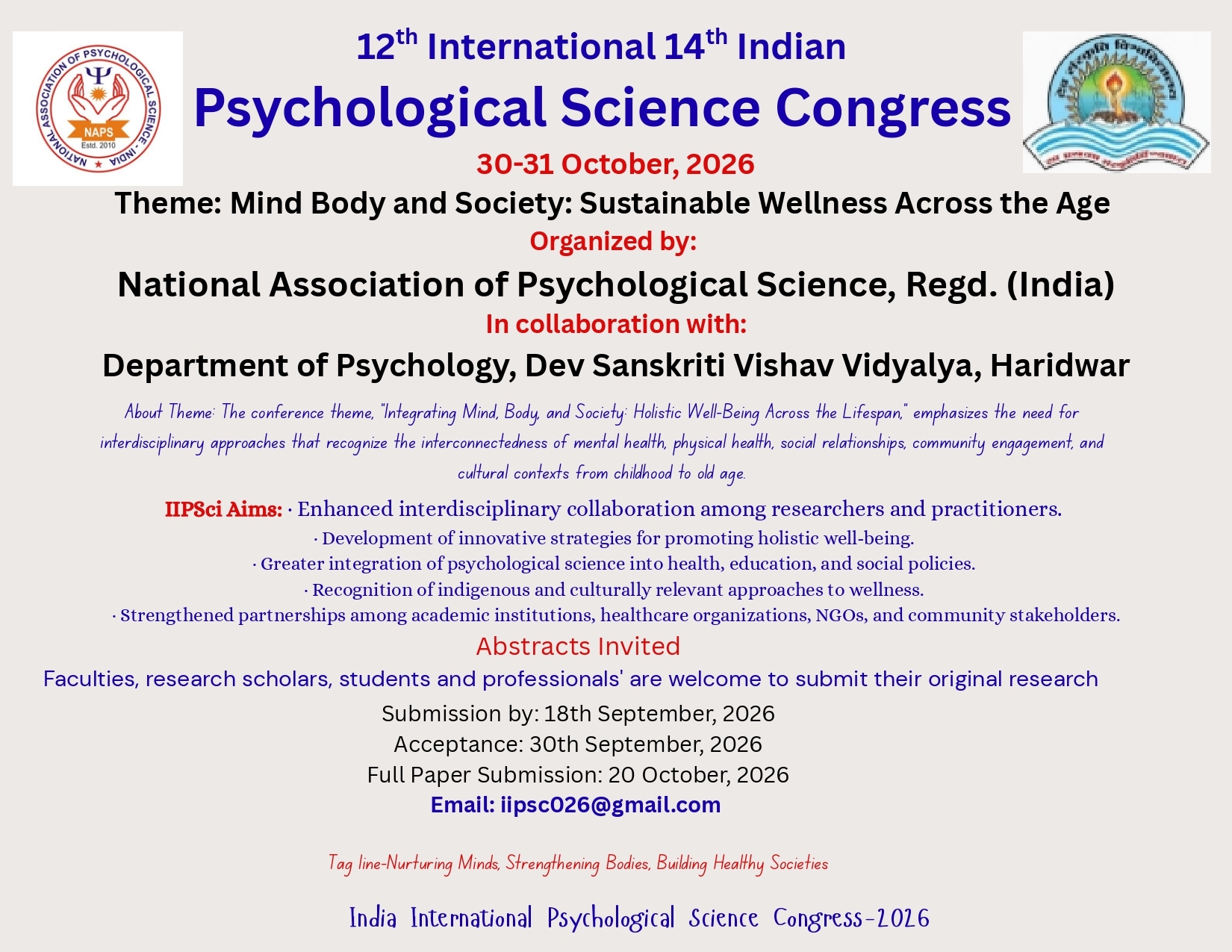 INDIA INTERNATIONAL PSYCHOLOGICAL SCIENCE CONGRESS-2026