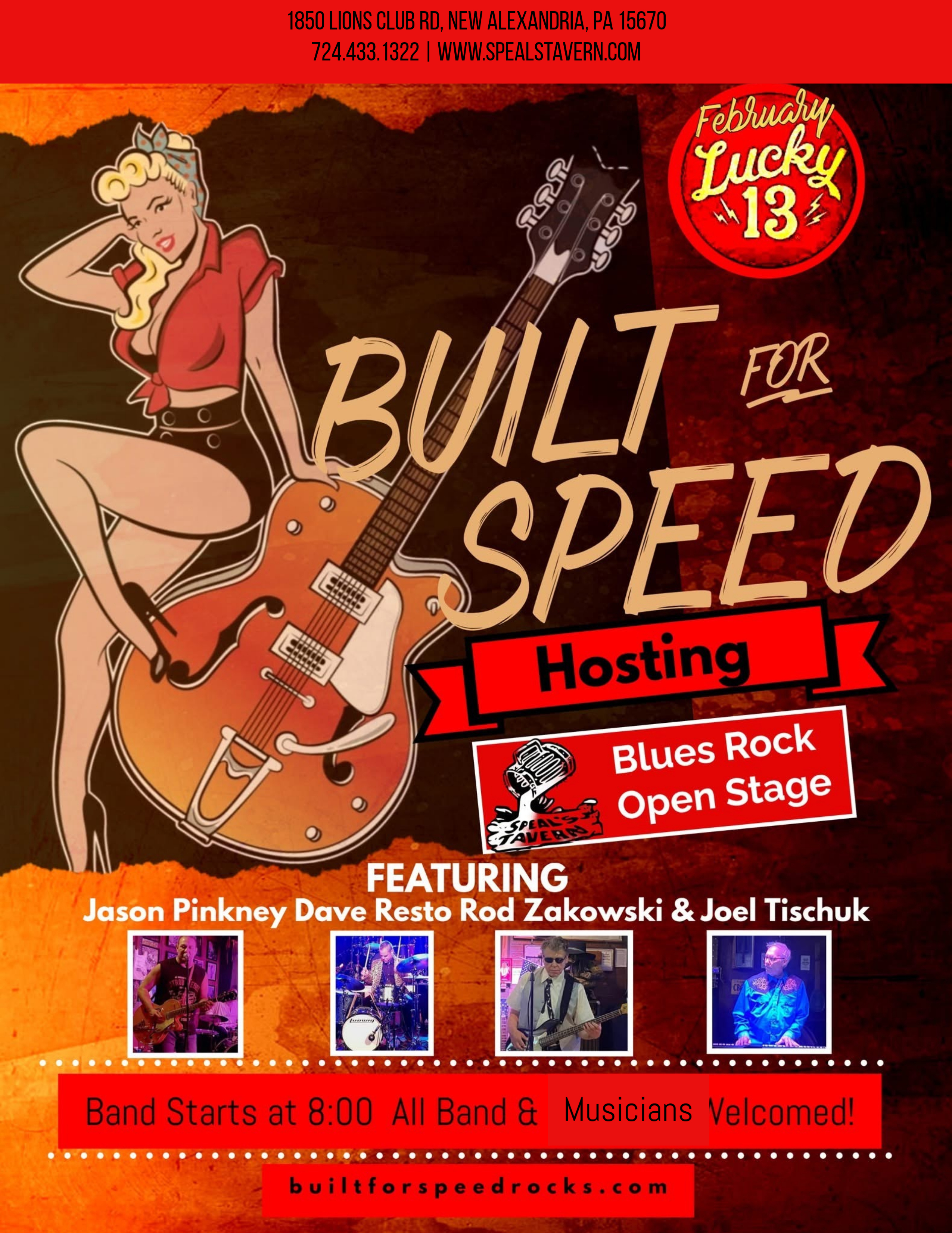 Built for Speed hosts Blues/Rock Open Stage at Speal's Tavern