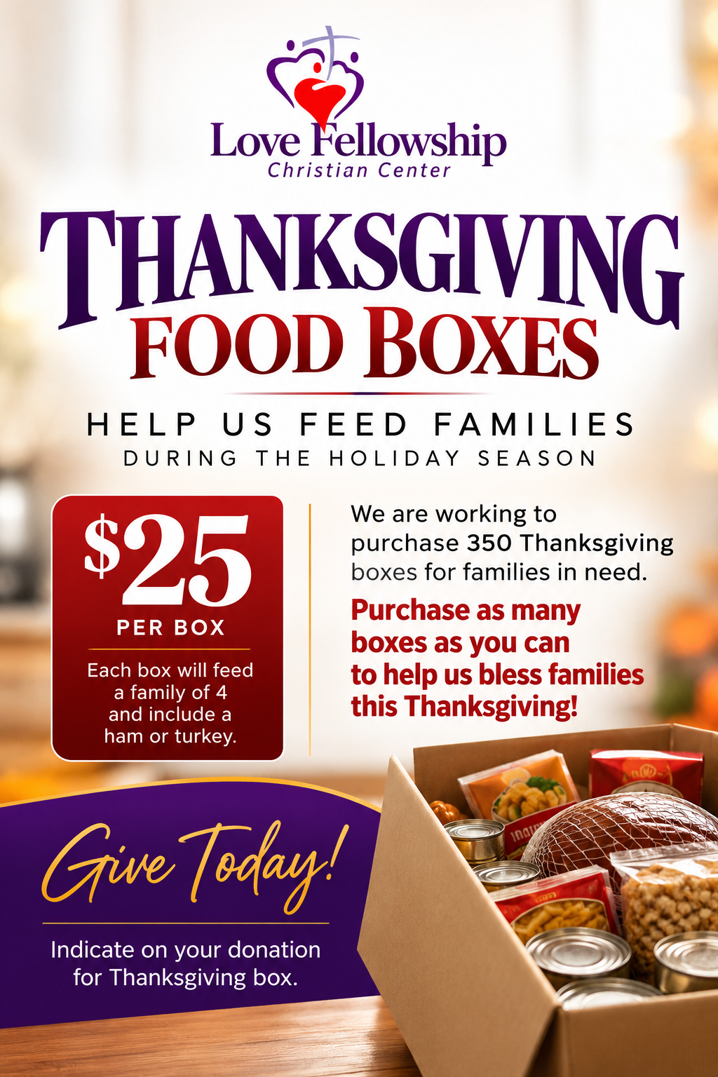 HELP US FEED 350 FAMILIES THIS THANKSGIVING!