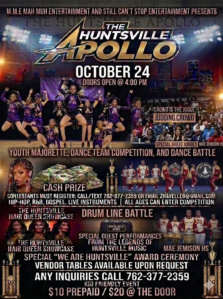The Huntsville Apollo October 24, 2026 at doors open3 o’clock